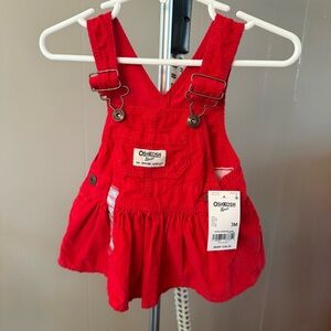 OshKosh Bgosh Red Corduroy Jumper Dress Baby Girls 3M NWT Overall Skirt OKT96230